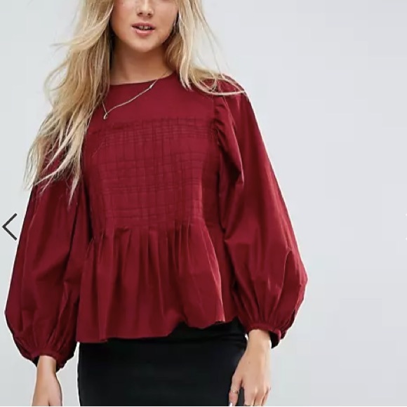 ASOS Pleated Detail Top with Contrast Stitching - Picture 1 of 10
